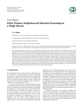 Case Report Pelvic Primary Staphylococcal Infection Presenting As a Thigh Abscess