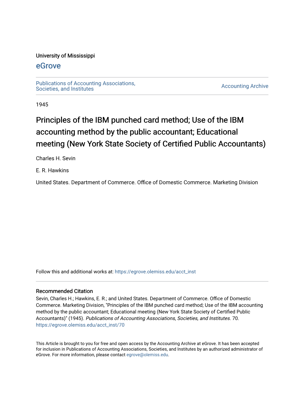 Principles of the IBM Punched Card Method