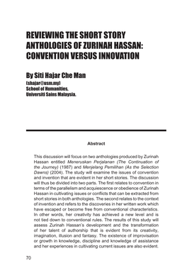 Reviewing the Short Story Anthologies of Zurinah Hassan: Convention Versus Innovation
