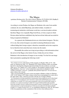 The Magas (Published: Brahmavidyā: the Adyar Library Bulletin 78-79 [2014-2015; Radha S