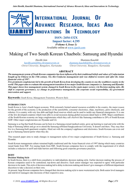 Making of Two South Korean Chaebols: Samsung and Hyundai