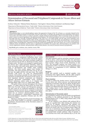 Determination of Flavonoid and Polyphenol Compounds in Viscum Album and Allium Sativum Extracts