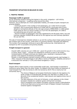 Transport Situation in Belgium in 2006 1. Traffic
