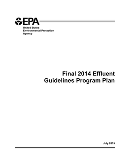 Final 2014 Effluent Guidelines Program Plan, July 2015