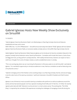 Gabriel Iglesias Hosts New Weekly Show Exclusively on Siriusxm