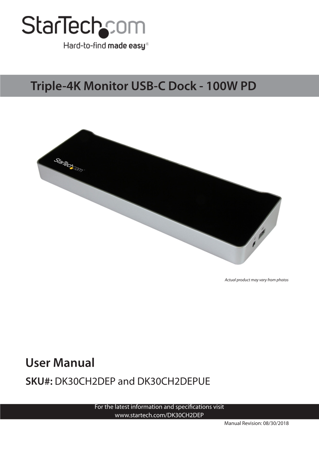 User Manual Triple-4K Monitor USB-C Dock