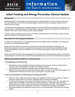 (ASCIA): Infant Feeding and Allergy Prevention Clinical Update