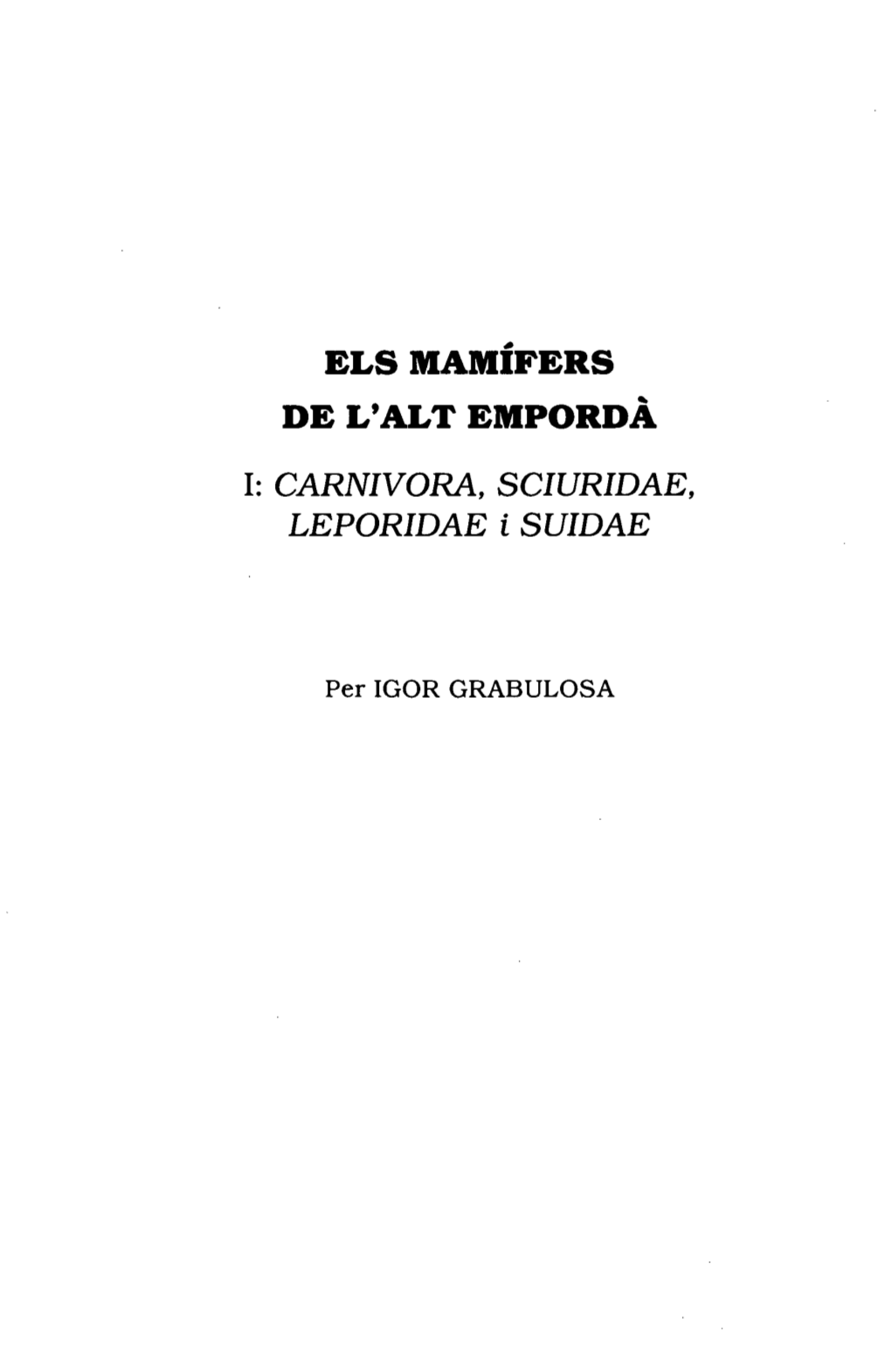 Els Mamífers De L'alt Empordà