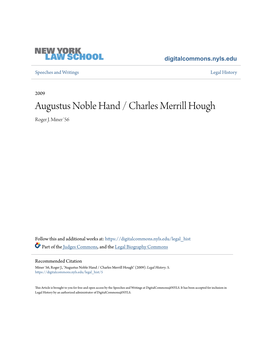 Augustus Noble Hand / Charles Merrill Hough Roger J