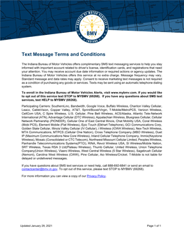 Text Message Terms and Conditions