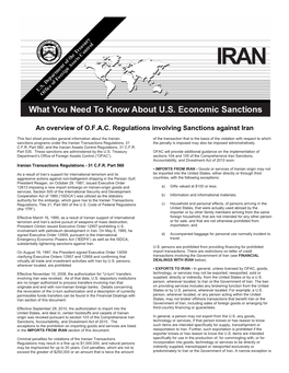 An Overview of O.F.A.C. Regulations Involving Sanctions Against Iran