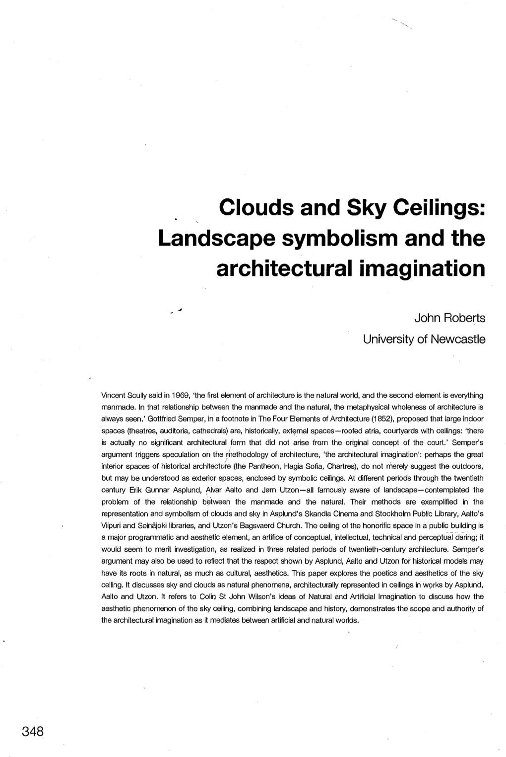Clouds and Sky Ceilings: Landscape Symbolism and the Architectural Imagination