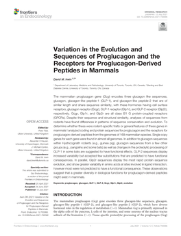 Variation in the Evolution and Sequences of Proglucagon and the Receptors for Proglucagon-Derived Peptides in Mammals