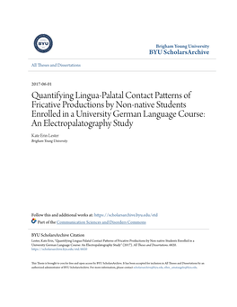 Quantifying Lingua-Palatal Contact Patterns of Fricative Productions By