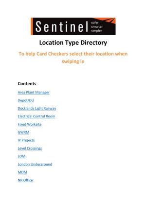 Location Type Directory to Help Card Checkers Select Their Location When Swiping In
