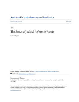 The Status of Judicial Reform in Russia
