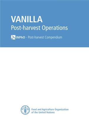 VANILLA Post-Harvest Operations