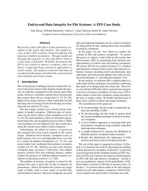 End-To-End Data Integrity for File Systems: a ZFS Case Study
