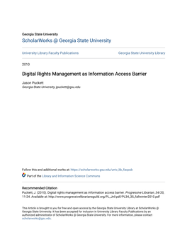 Digital Rights Management As Information Access Barrier