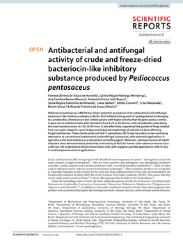 Antibacterial and Antifungal Activity of Crude and Freeze-Dried Bacteriocin-Like Inhibitory Substance Produced by Pediococcus Pe