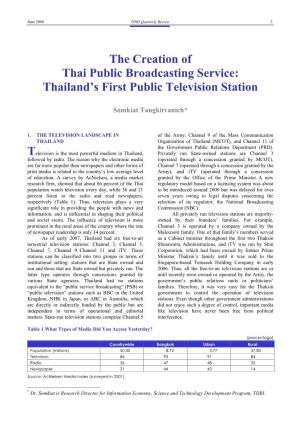 The Creation of Thai Public Broadcasting Service: Thailand's