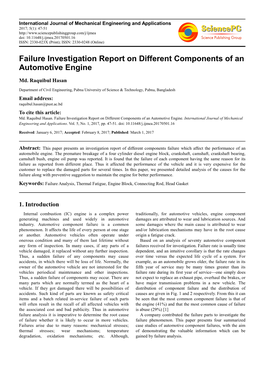 Failure Investigation Report on Different Components of an Automotive Engine