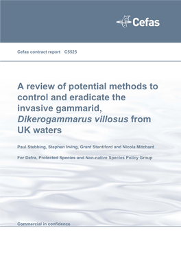 A Review of Potential Methods to Control and Eradicate the Invasive Gammarid, Dikerogammarus Villosus from UK Waters