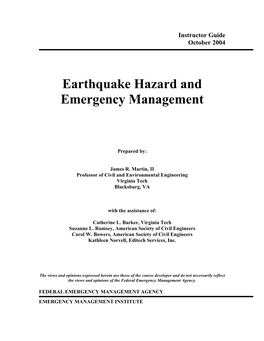 Earthquake Hazard and Emergency Management