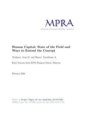 Human Capital: State of the Field and Ways to Extend the Concept