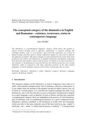 The Conceptual Category of the Diminutive in English and Romanian – Existence, Recurrence, Status in Contemporary Language