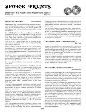 BULLETIN of the PUGET SOUND MYCOLOGICAL SOCIETY Number 432 May 2007