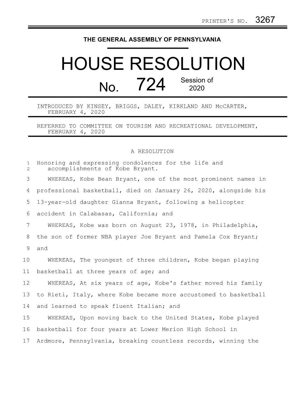 HOUSE RESOLUTION Session of No