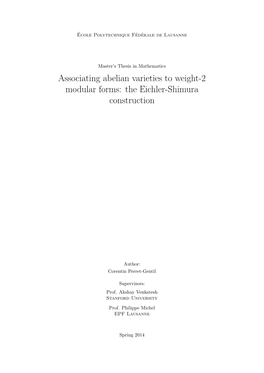 Associating Abelian Varieties to Weight-2 Modular Forms: the Eichler-Shimura Construction