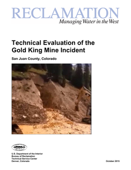 Technical Evaluation of the Gold King Mine Incident