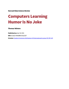 Computers Learning Humor Is No Joke
