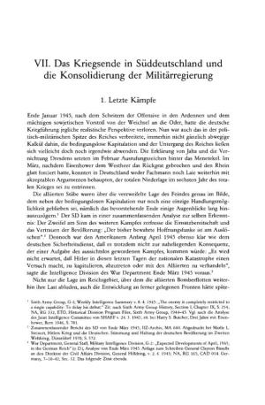 VII. Das Kriegsende in Süddeutschland Und Die Konsolidierung Der Militärregierung