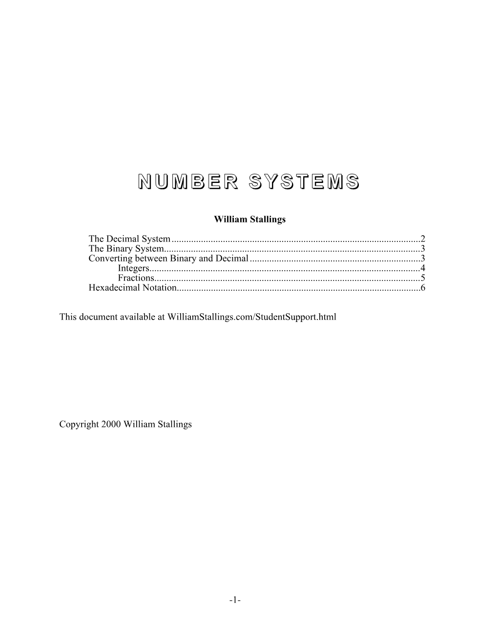 Number Systemssystems