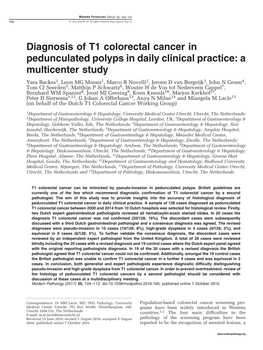 Diagnosis of T1 Colorectal Cancer in Pedunculated Polyps In