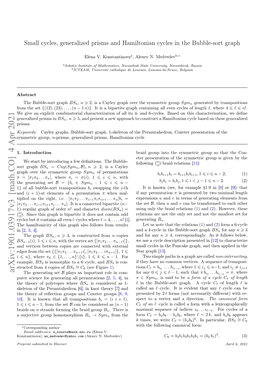 Arxiv:1901.03917V3 [Math.CO] 4 Apr 2021 the Generating Set Plays an Important Role in Com- for Any 0 J ` 1, Such That Π B