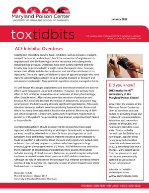 ACE Inhibitor Overdoses