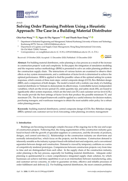 Solving Order Planning Problem Using a Heuristic Approach: the Case in a Building Material Distributor