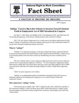Salting & the Truth in Employment Fact Sheet