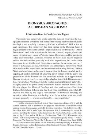 Dionysius Areopagites: a Christian Mysticism?