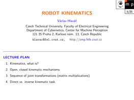 Robot Kinematics 1/21