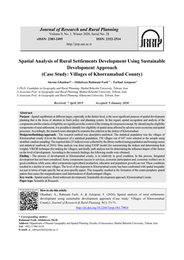 Spatial Analysis of Rural Settlements Development Using Sustainable Development Approach (Case Study: Villages of Khorramabad County)