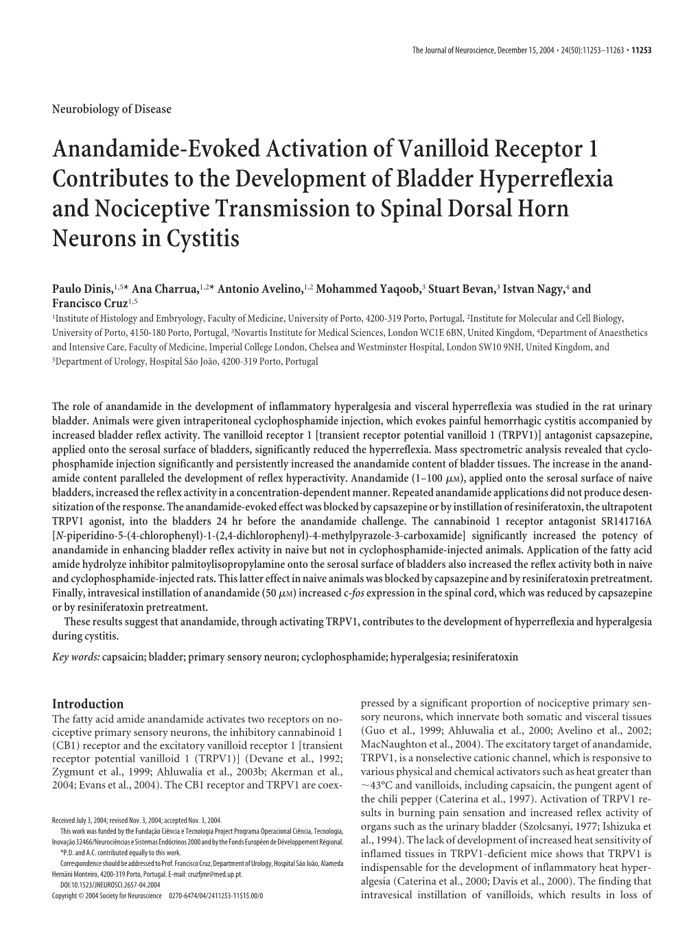 Anandamide-Evoked Activation of Vanilloid Receptor 1 Contributes To