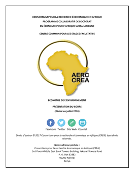 Consortium Pour La Recherche Économique En Afrique Programme Collaboratif De Doctorat En Économie Pour L’Afrique Subsaharienne