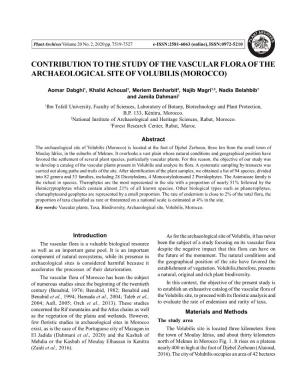 Contribution to the Study of the Vascular Flora of the Archaeological Site of Volubilis (Morocco)