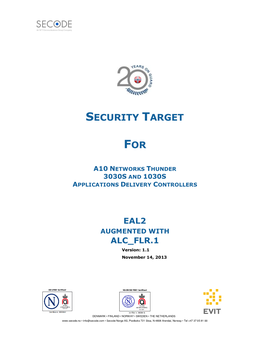 Security Target for A10 Networks Thunder 3030S and 1030S Application Delivery Controllers, Version 1.1