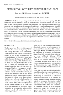 Distribution of the Lynx in the French Alps